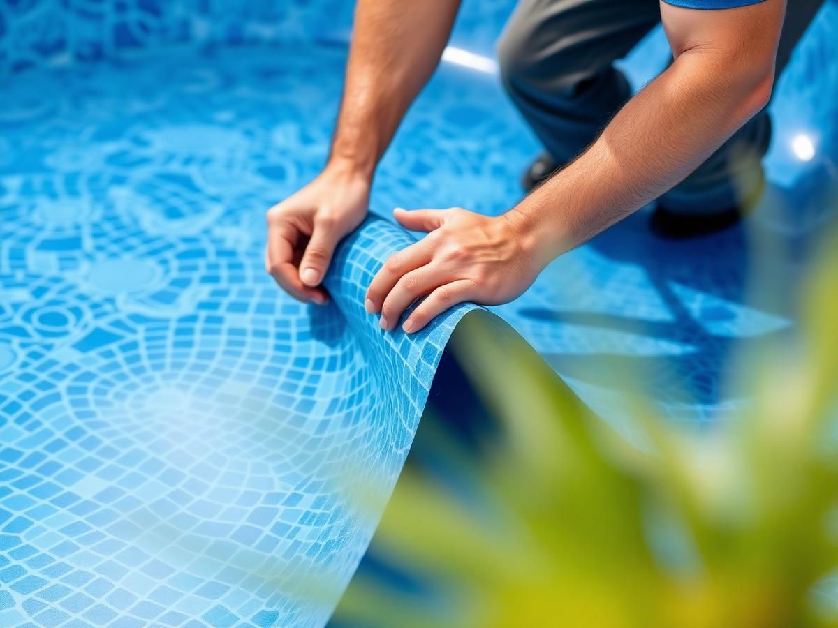 Newly installed inground vinyl pool liner in a Clarksville, TN backyard pool
